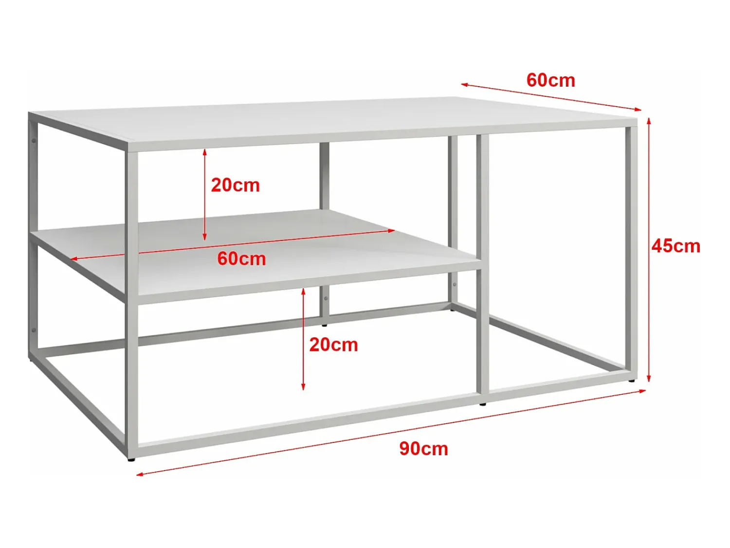 Mesa De Centro*Helloshop26 Mesa de centro retangular Solund para sala de estar 45 x 90 x 60 cm branca 03_0008513 Branco