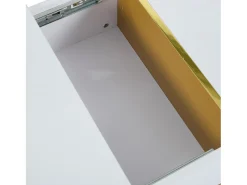 Mesa De Centro|Hauss Spole Mesa de centro retangular com 2 gavetas e 2 compartimentos ocultos, branca e dourada Branco