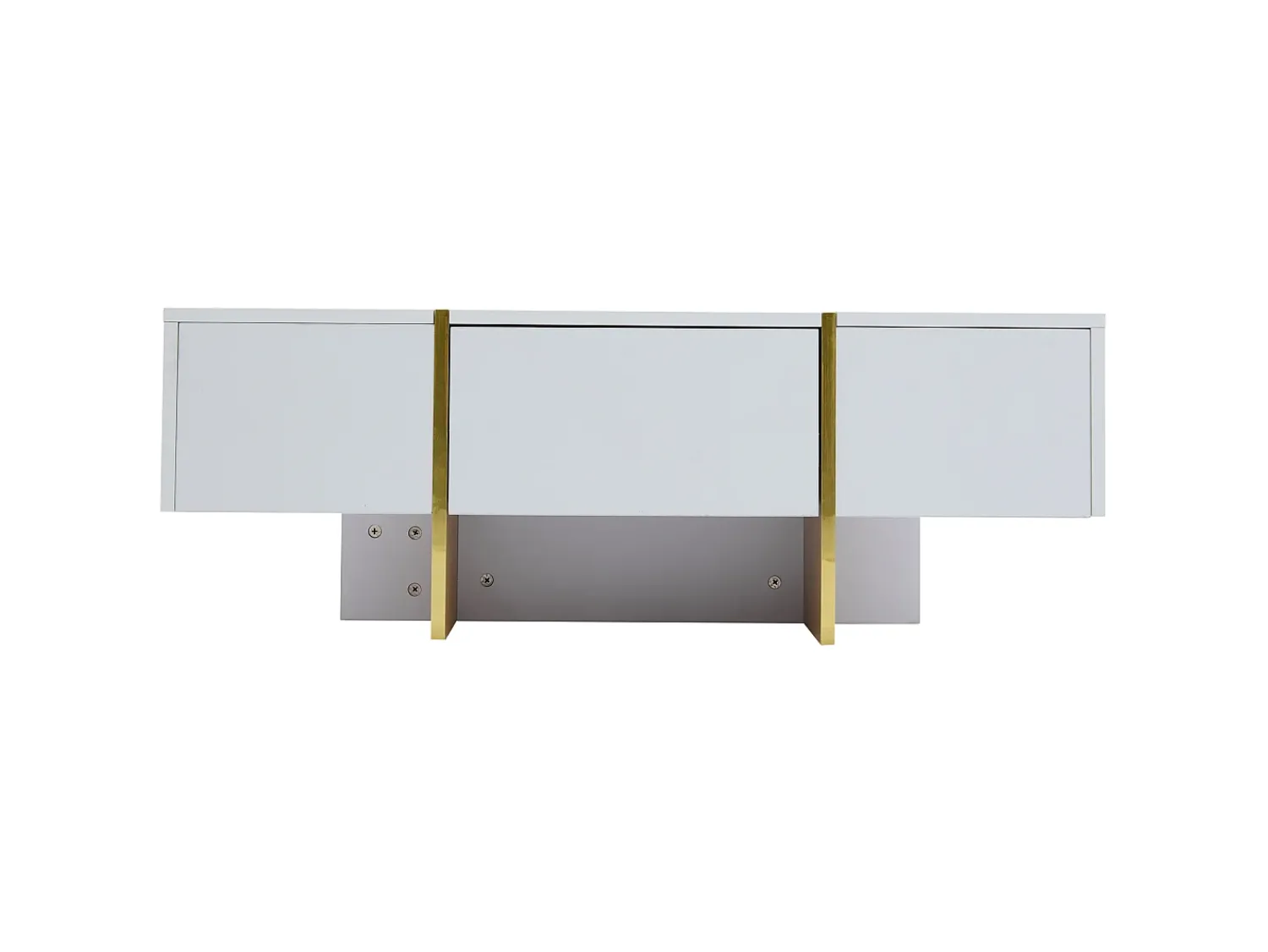Mesa De Centro|Hauss Spole Mesa de centro retangular com 2 gavetas e 2 compartimentos ocultos, branca e dourada Branco