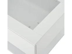 Mesa De Centro| Mesa de Centro Retangular - Mesa de Centro com Iluminação LED e 2 Gavetas - Tampo em Vidro - Branco