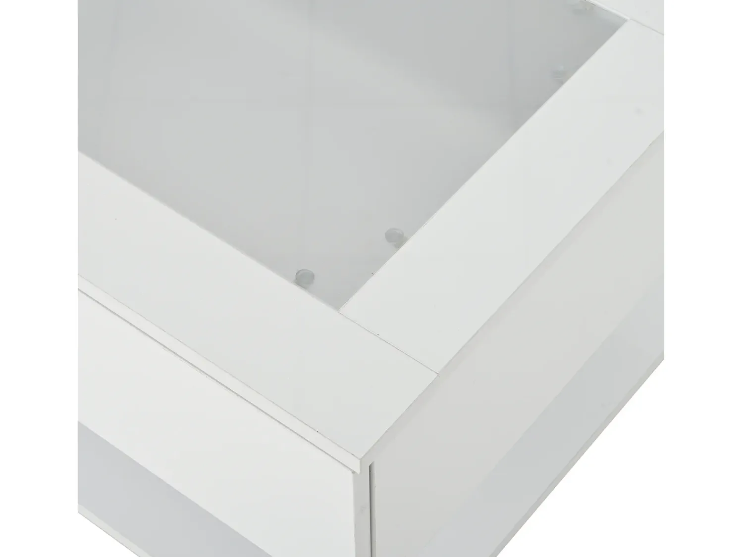 Mesa De Centro| Mesa de Centro Retangular - Mesa de Centro com Iluminação LED e 2 Gavetas - Tampo em Vidro - Branco