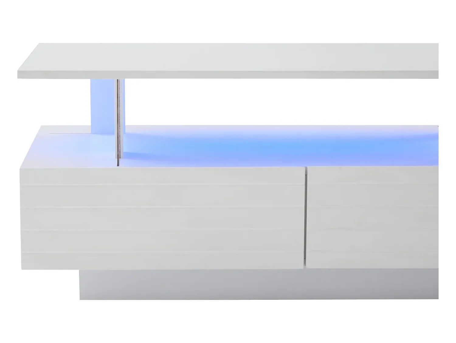 Mesa De Centro* Mesa de centro retangular branca - Mesa de centro com 2 gavetas e luzes LED - para sala de estar Branco