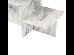 Mesa De Centro|Calicosy Mesa de centro retangular Harmony 80x40x40 cm efeito mármore Freesia, aglomerado melamínico, estilo escandinavo, sem arrumação Branco