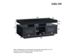 Hauss Spole Mesa de centro retangular 100x50x43cm com 2 portas e nicho, LED, portas USB e tomada incluídas, corpo em laca preta brilhante^ Mesa De Centro