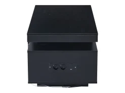 Hauss Spole Mesa de centro retangular 100x50x43cm com 2 portas e nicho, LED, portas USB e tomada incluídas, corpo em laca preta brilhante^ Mesa De Centro
