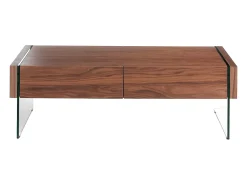 Mesa De Centro*Angel Cerda Mesa de centro retangular em nogueira e vidro temperado 2050 Castanho