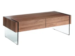 Mesa De Centro*Angel Cerda Mesa de centro retangular em nogueira e vidro temperado 2050 Castanho