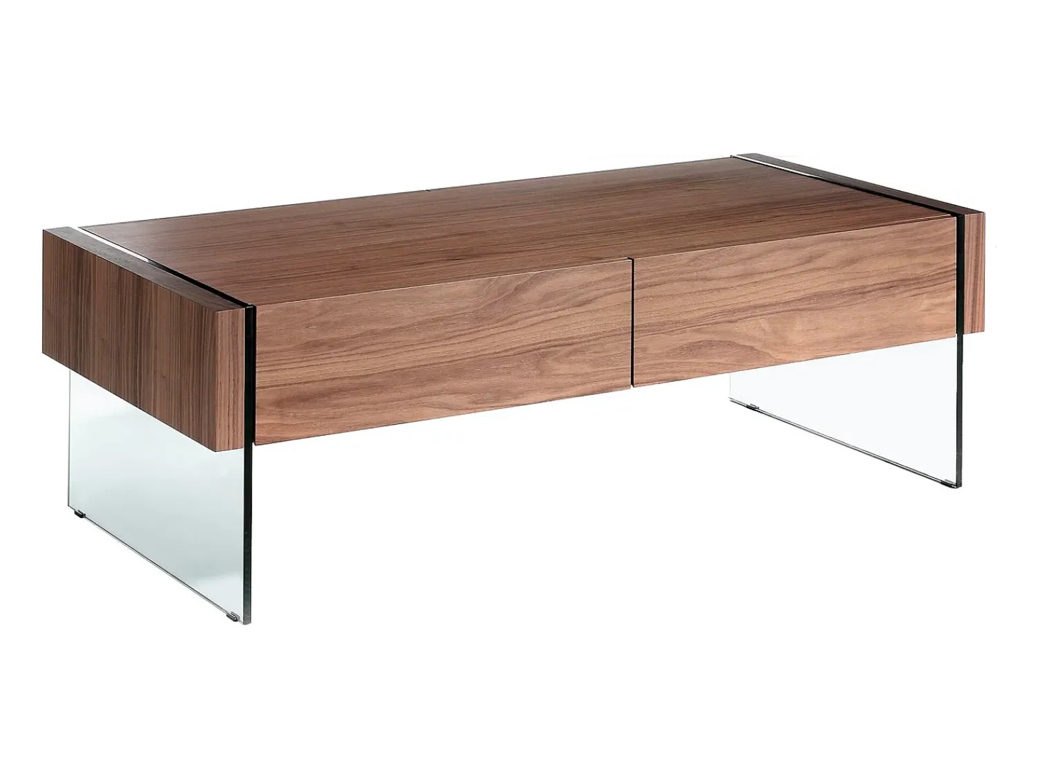 Mesa De Centro*Angel Cerda Mesa de centro retangular em nogueira e vidro temperado 2050 Castanho