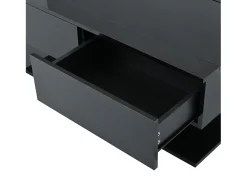 Mesa De Centro| Mesa de centro retangular - Mesa de centro com iluminação LED e 2 gavetas - Tampo em vidro - Preto