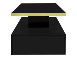 Mesa De Centro*Hauss Spole Mesa de centro retangular 100x50x38,5cm com 1 gaveta e LED, Tampo duplo, corpo em brilhante Preto