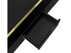 Mesa De Centro*Hauss Spole Mesa de centro retangular 100x50x38,5cm com 1 gaveta e LED, Tampo duplo, corpo em brilhante Preto