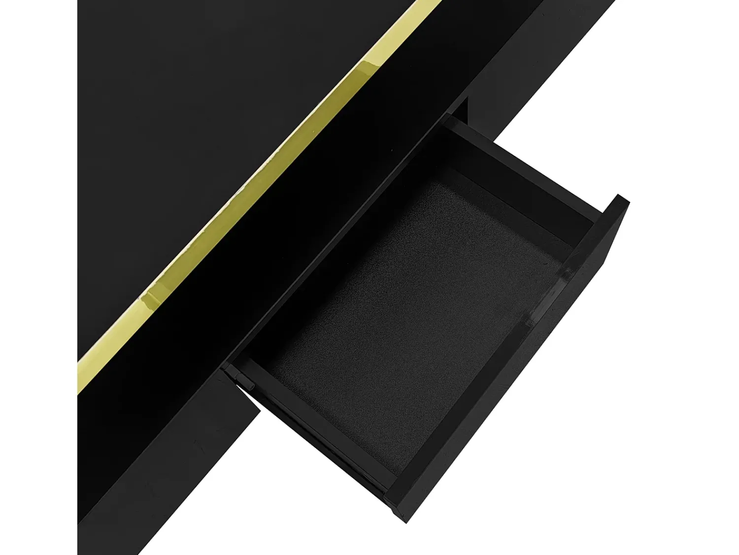 Mesa De Centro*Hauss Spole Mesa de centro retangular 100x50x38,5cm com 1 gaveta e LED, Tampo duplo, corpo em brilhante Preto