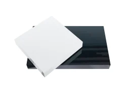 Mesa De Centro* Mesa de centro retangular - Giratória com acabamento brilhante e - preta e branca - para salas de estar Branco