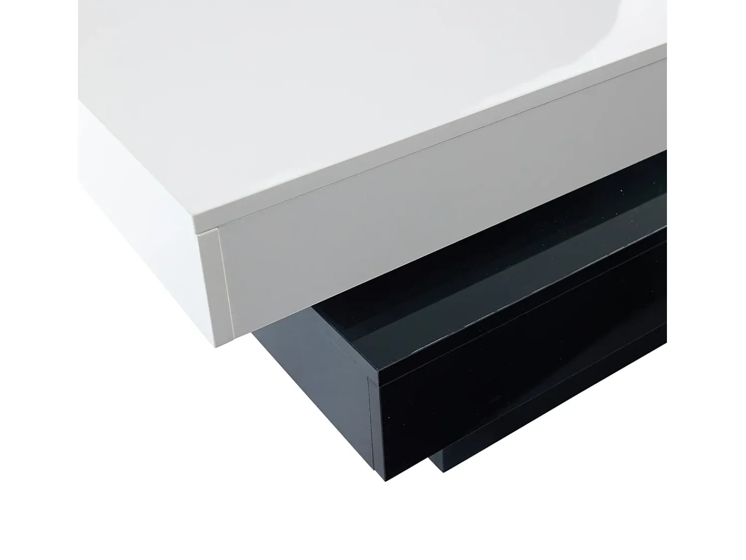 Mesa De Centro* Mesa de centro retangular - Giratória com acabamento brilhante e - preta e branca - para salas de estar Branco