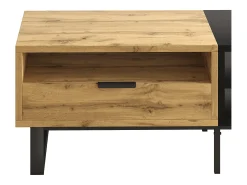 Mesa De Centro|Hauss Spole Mesa de centro retangular 100x50x40cm com gaveta, corpo em madeira preta e natural Preto