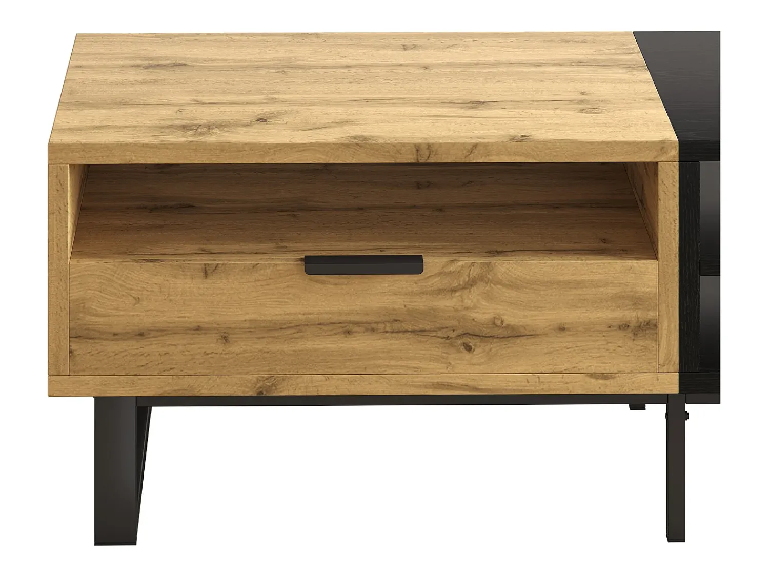 Mesa De Centro|Hauss Spole Mesa de centro retangular 100x50x40cm com gaveta, corpo em madeira preta e natural Preto