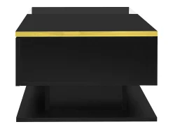 Clearance Hauss Spole Mesa de centro retangular 100x50x32,5cm com compartimento de arrumação, corpo e tampo de vidro, LED incluído Preto