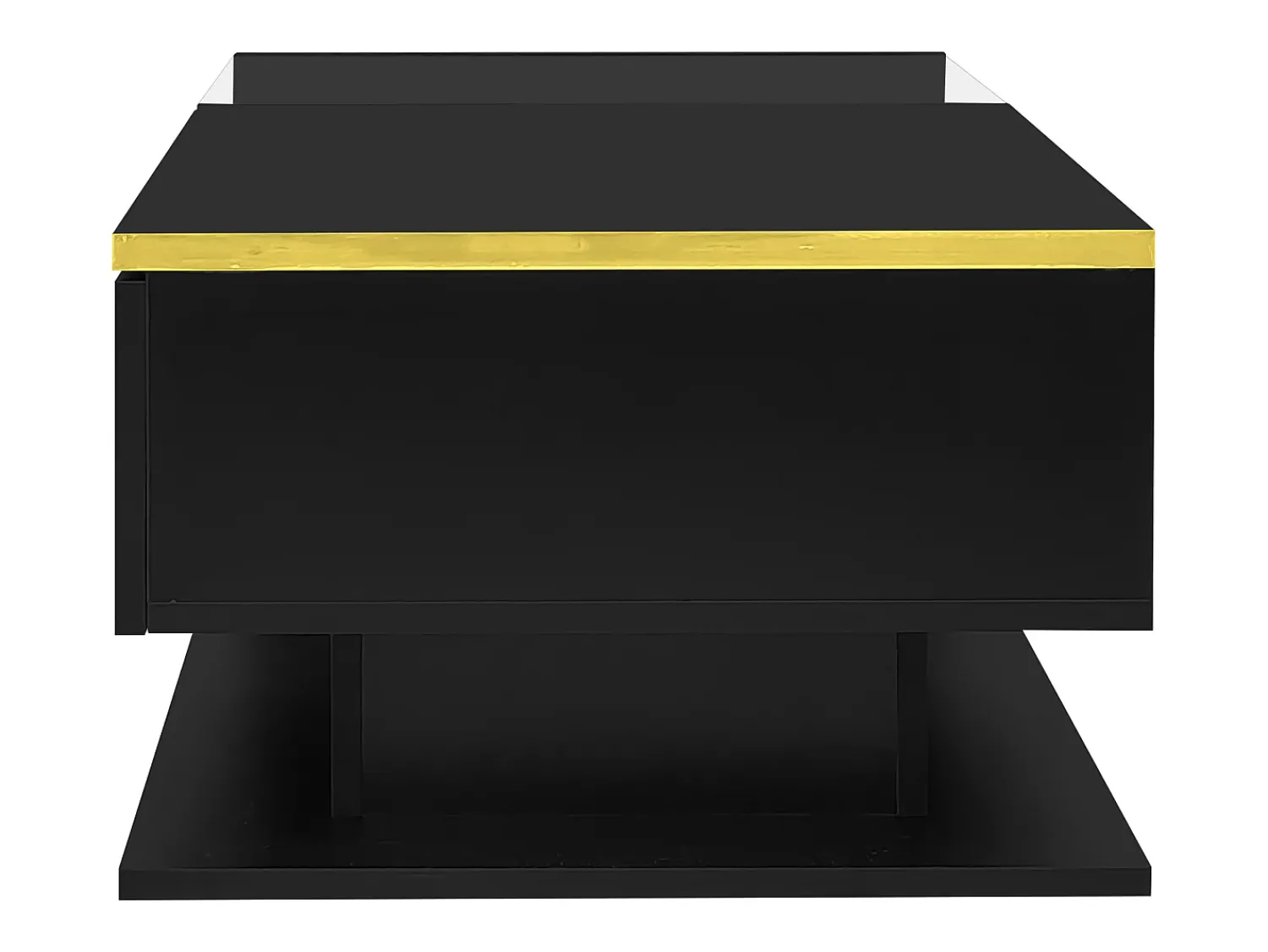 Clearance Hauss Spole Mesa de centro retangular 100x50x32,5cm com compartimento de arrumação, corpo e tampo de vidro, LED incluído Preto