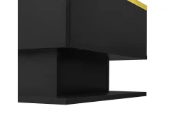 Clearance Hauss Spole Mesa de centro retangular 100x50x32,5cm com compartimento de arrumação, corpo e tampo de vidro, LED incluído Preto