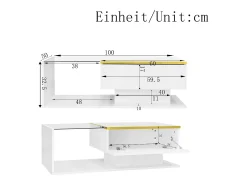 Mesa De Centro|Hauss Spole Mesa de centro retangular 100x50x32,5cm com compartimento de arrumação, corpo e tampo de vidro, LED incluído Branco