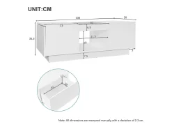 Hauss Spole Mesa de centro retangular 100x50x35,5cm com 2 gavetas laterais e tampo de vidro, LED, branca^ Mesa De Centro