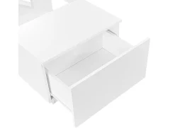 Hauss Spole Mesa de centro retangular 100x50x35,5cm com 2 gavetas laterais e tampo de vidro, LED, branca^ Mesa De Centro