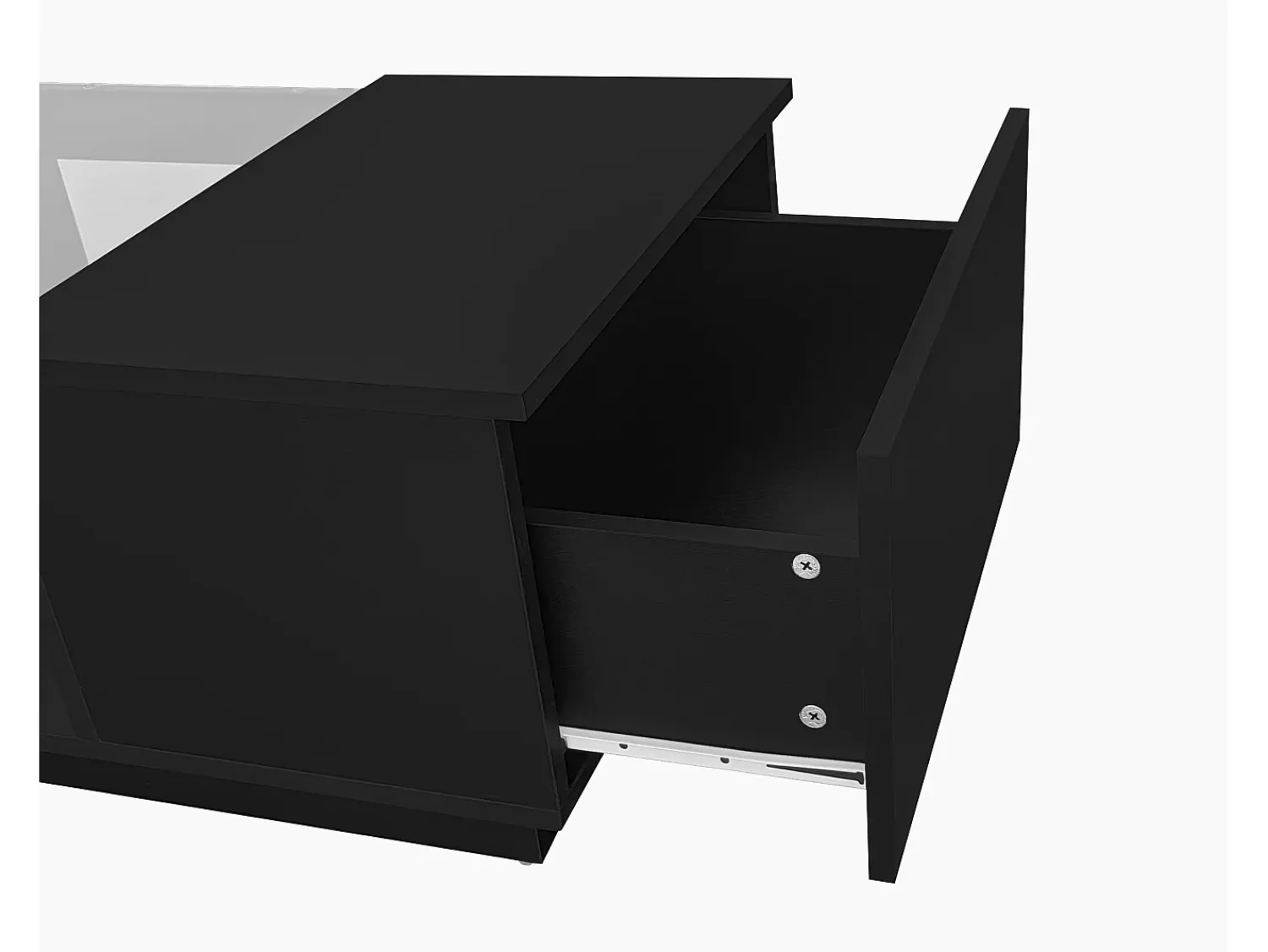 Mesa De Centro|Hauss Spole Mesa de centro retangular 100x50x35,5cm com 2 gavetas laterais e tampo de vidro, LED, preta Preto
