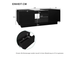Mesa De Centro|Hauss Spole Mesa de centro retangular 100x50x35,5cm com 2 gavetas laterais e tampo de vidro, LED, preta Preto