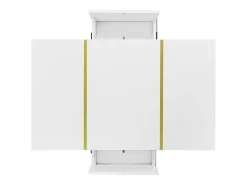 Outlet Mesa de centro retangular com 2 gavetas, mesa de centro de madeira com detalhes dourados, branca Branco