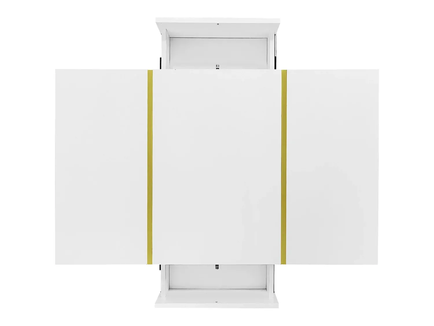 Outlet Mesa de centro retangular com 2 gavetas, mesa de centro de madeira com detalhes dourados, branca Branco