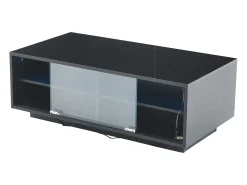 Mesa De Centro*Hauss Spole Mesa de centro retangular 94x50x34cm com 2 gavetas, LED incluído, corpo em laca preta brilhante Preto