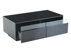 Mesa De Centro*Hauss Spole Mesa de centro retangular 94x50x34cm com 2 gavetas, LED incluído, corpo em laca preta brilhante Preto