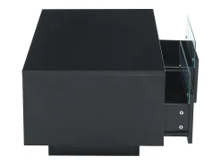 Mesa De Centro*Hauss Spole Mesa de centro retangular 94x50x34cm com 2 gavetas, LED incluído, corpo em laca preta brilhante Preto