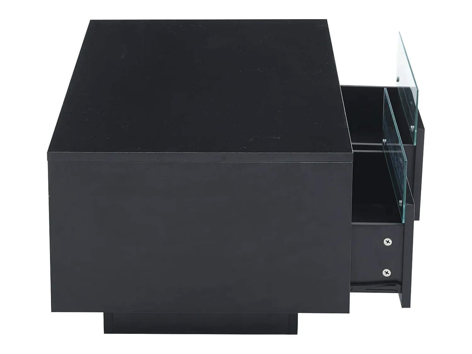 Mesa De Centro*Hauss Spole Mesa de centro retangular 94x50x34cm com 2 gavetas, LED incluído, corpo em laca preta brilhante Preto