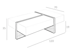 Mesa De Centro|Angel Cerda Mesa de centro retangular em madeira de nogueira e branco 2060 Bege