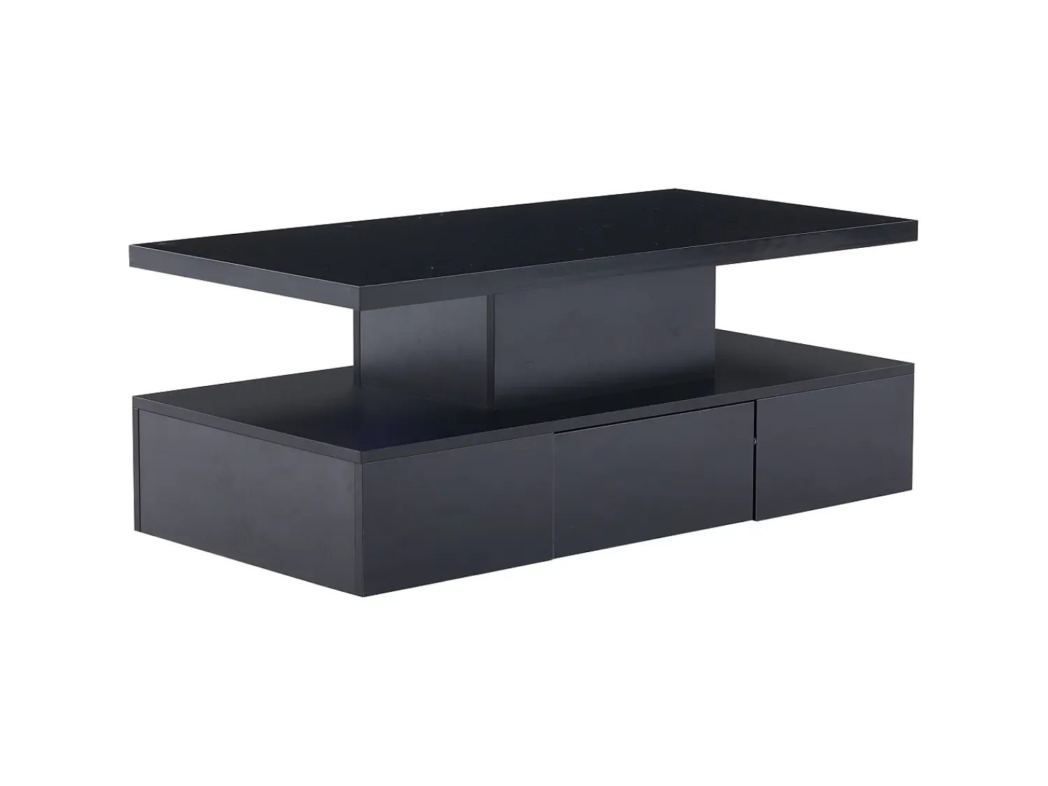 Mesa De Centro|Hauss Spole Mesa de centro retangular moderna lacada a com gaveta e LED Preto