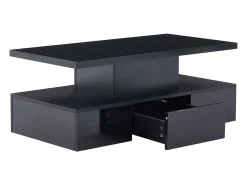 Mesa De Centro|Hauss Spole Mesa de centro retangular moderna lacada a com gaveta e LED Preto