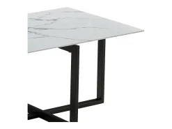 Sale Mesa de centro retangular - Vidro temperado efeito mármore - Metal preto - CHIARA Branco