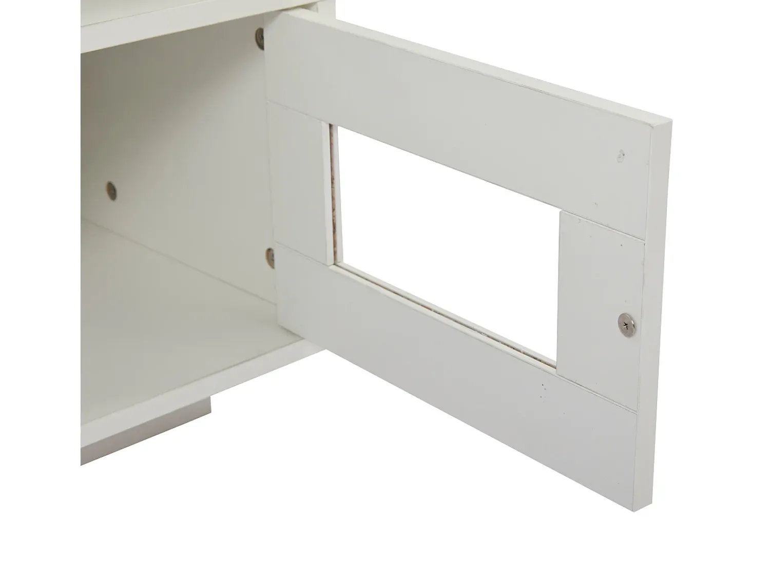 Discount Hauss Spole Mesa de centro retangular 100x50x43cm com 2 portas e nicho, LED, portas USB e tomada incluídas, corpo em laca branca brilhante Branco