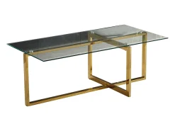 New Mesa de centro retangular - Vidro temperado - Metal dourado - CHIARA Transparente