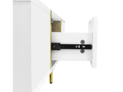 Mesa De Centro|Hauss Spole Mesa de centro retangular 100x60x41,5cm com 2 gavetas, corpo em laca branca com detalhes dourados Branco