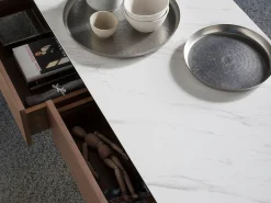Hot Angel Cerda Mesa de centro retangular em mármore de porcelana e nogueira 2049 Bege