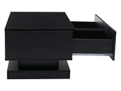Mesa De Centro|Hauss Spole Mesa de centro retangular 90x50x38cm com 2 gavetas, LED incluído, corpo em laca preta brilhante Preto