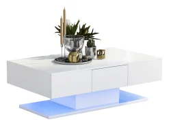 Merax Mesa de centro retangular com 2 gavetas - aglomerado de madeira - estilo moderno -^ Mesa De Centro
