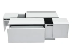 Mesa de centro retangular branca - Mesa de centro com 4 gavetas e tampo deslizante - para sala de estar^ Mesa De Centro