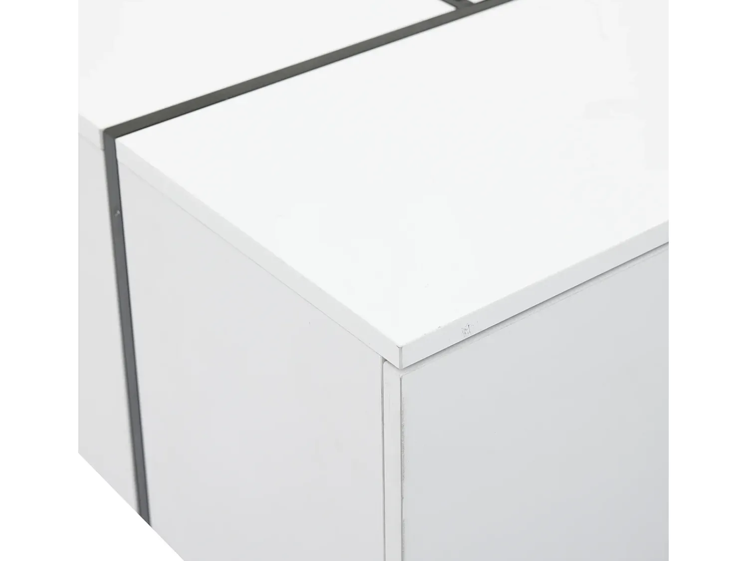 Mesa de centro retangular branca - Mesa de centro com 4 gavetas e tampo deslizante - para sala de estar^ Mesa De Centro