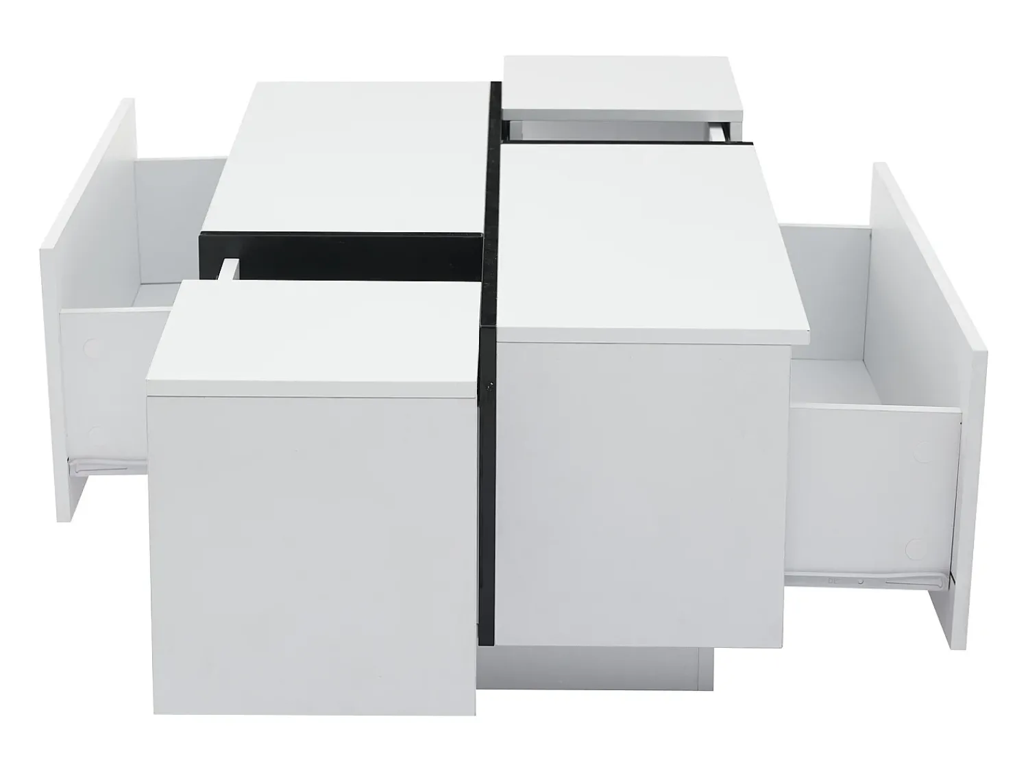 Mesa de centro retangular branca - Mesa de centro com 4 gavetas e tampo deslizante - para sala de estar^ Mesa De Centro