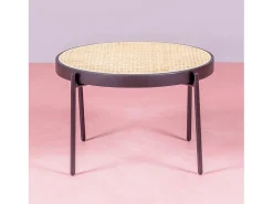 Discount Nest Dream Mesa de centro retrô com detalhes em rattan natural (60cm) - North - Preto