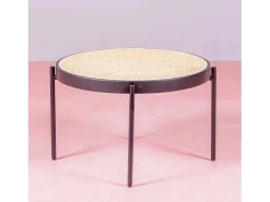 Discount Nest Dream Mesa de centro retrô com detalhes em rattan natural (60cm) - North - Preto