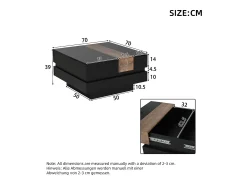 ModernLuxe Mesa de centro retrátil 70x70x39 cm - com espaço de armazenamento - Acabamento brilhante - MDF - ^ Mesa De Centro